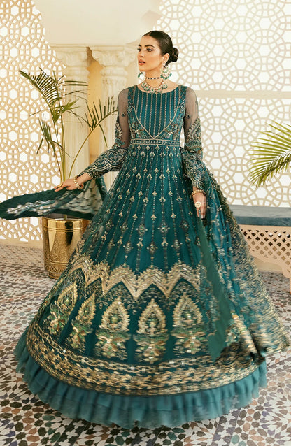 Elinor by Akbar Aslam Luxury Embroidered Net Unstitched 3 Piece Suit - Maleo - AKA25ELN - Green - Festive Collection