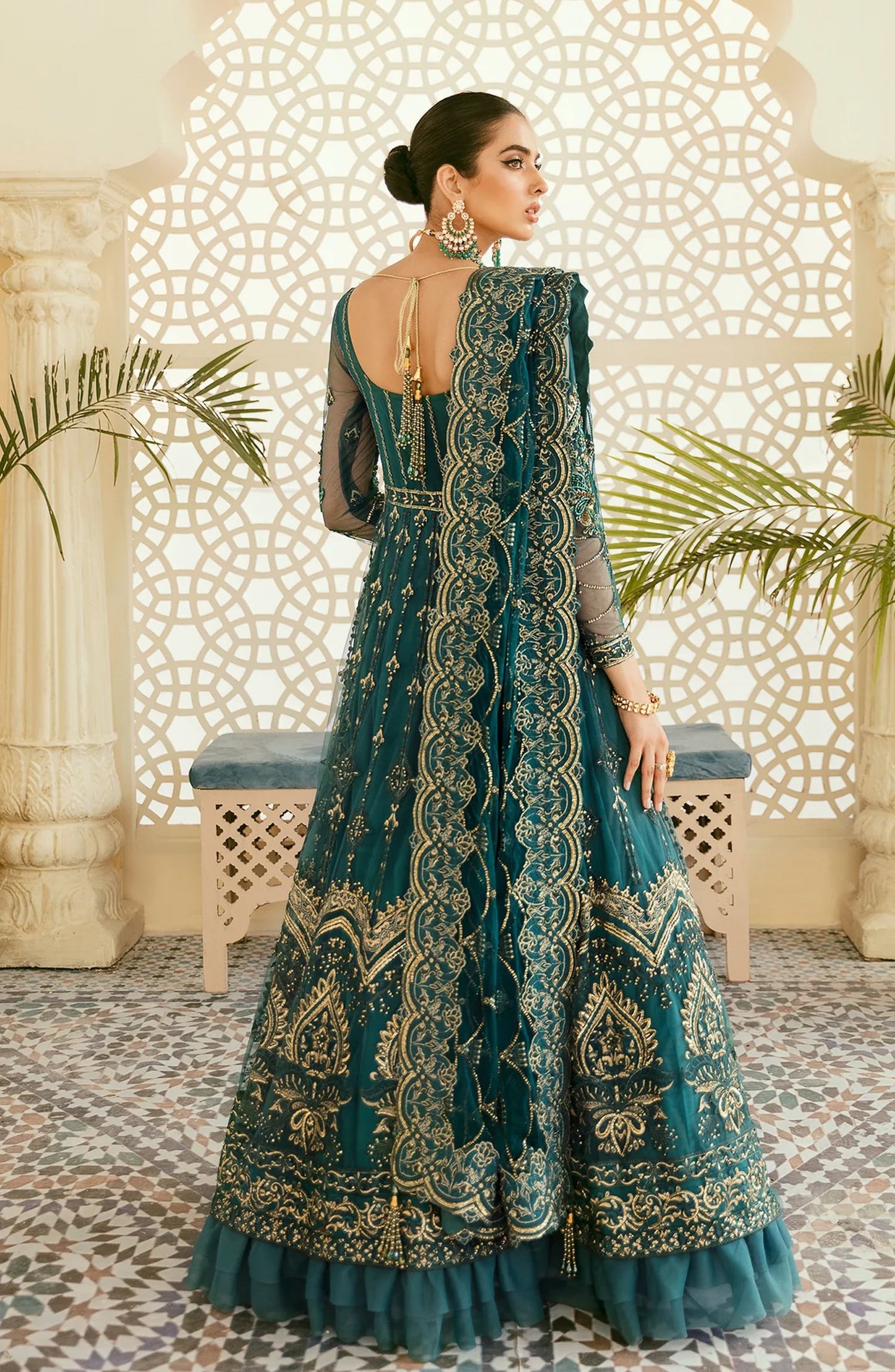 Elinor by Akbar Aslam Luxury Embroidered Net Unstitched 3 Piece Suit - Maleo - AKA25ELN - Green - Festive Collection