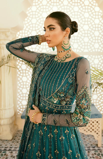 Elinor by Akbar Aslam Luxury Embroidered Net Unstitched 3 Piece Suit - Maleo - AKA25ELN - Green - Festive Collection