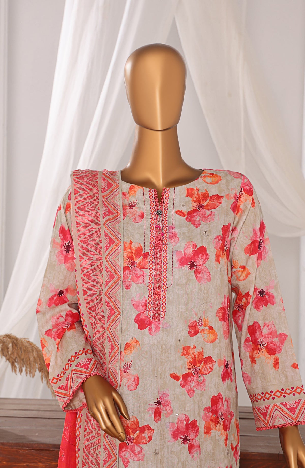 Elite by HZ Textiles Embroidered Lawn Unstitched 3 Piece Suit - ELC-803 - HZ26ELT - Pink - Summer Collection
