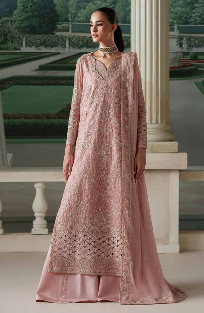 Emaan Adeel Modern Heirloom Embroidered Chiffon Unstitched 3 Piece Suit - D-10 Antique Blush - ED26MH - Pink - Festive Collection