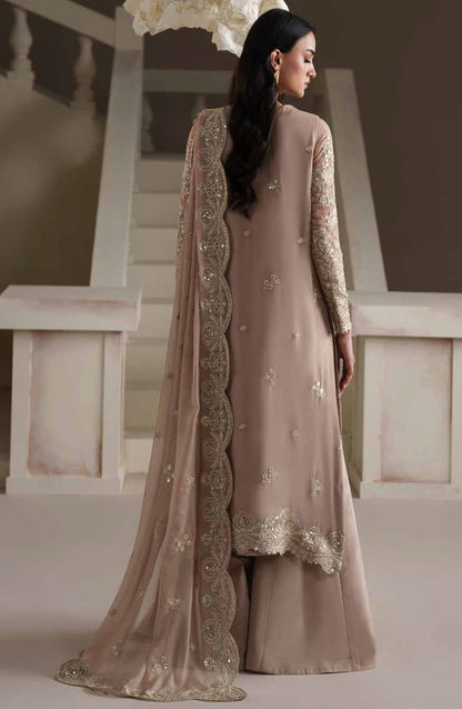 Emaan Adeel Modern Heirloom Embroidered Chiffon Unstitched 3 Piece Suit - D-4 Pearl Reverie - ED26MH - Pink - Festive Collection