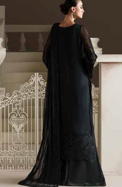 Emaan Adeel Modern Heirloom Embroidered Chiffon Unstitched 3 Piece Suit - D-6 Ottile - ED26MH - Black - Festive Collection