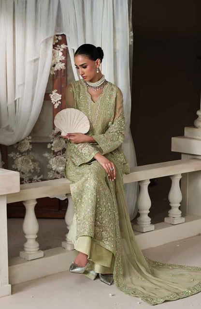Emaan Adeel Modern Heirloom Embroidered Chiffon Unstitched 3 Piece Suit - D-7 Modern Belle - ED26MH - Green - Festive Collection