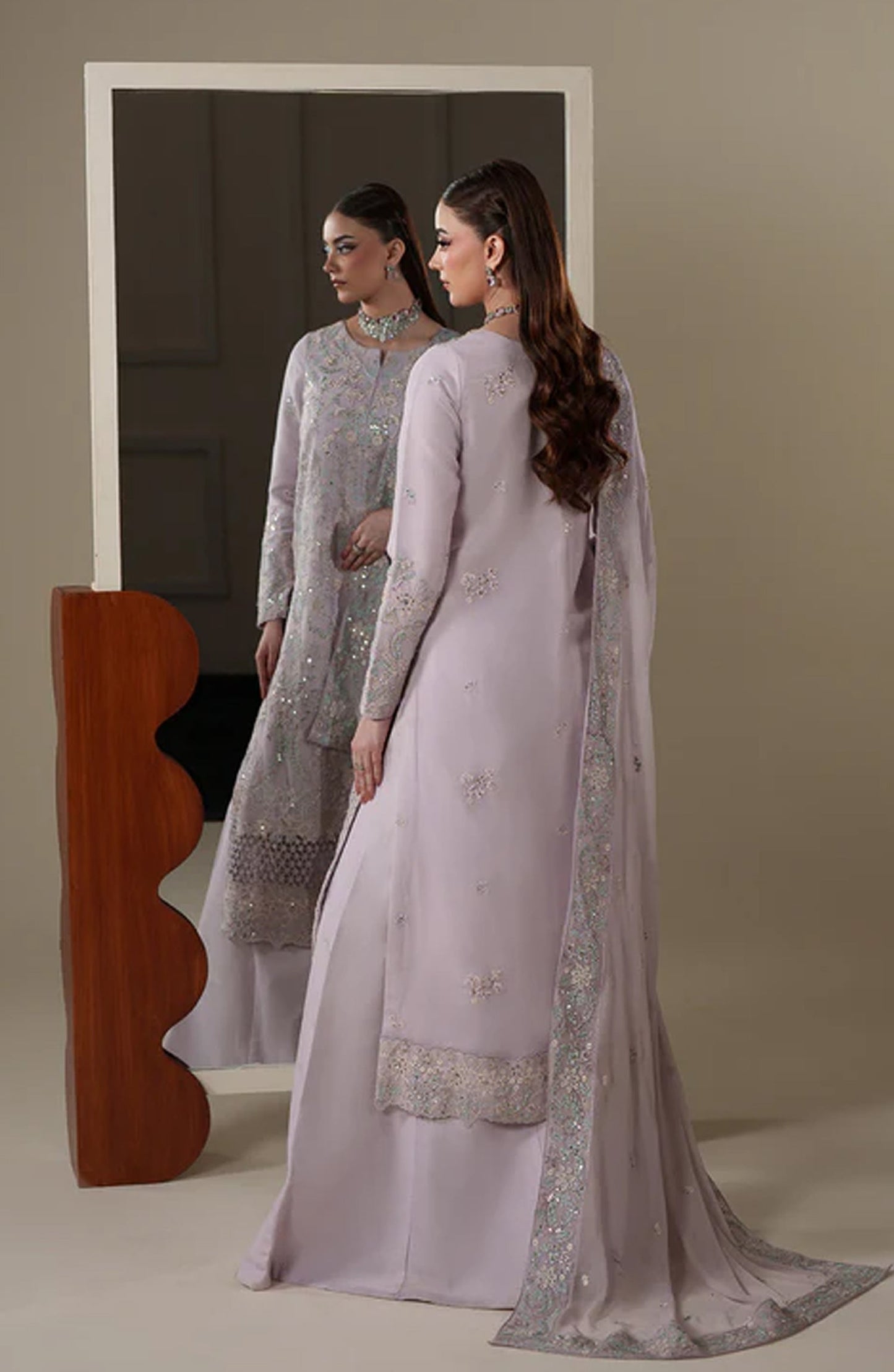Emaan Adeel Nouvelle Embroidered Chiffon Unstitched 3 Piece Suit - 04 Mira - ED26NV - Purple - Luxury Collection