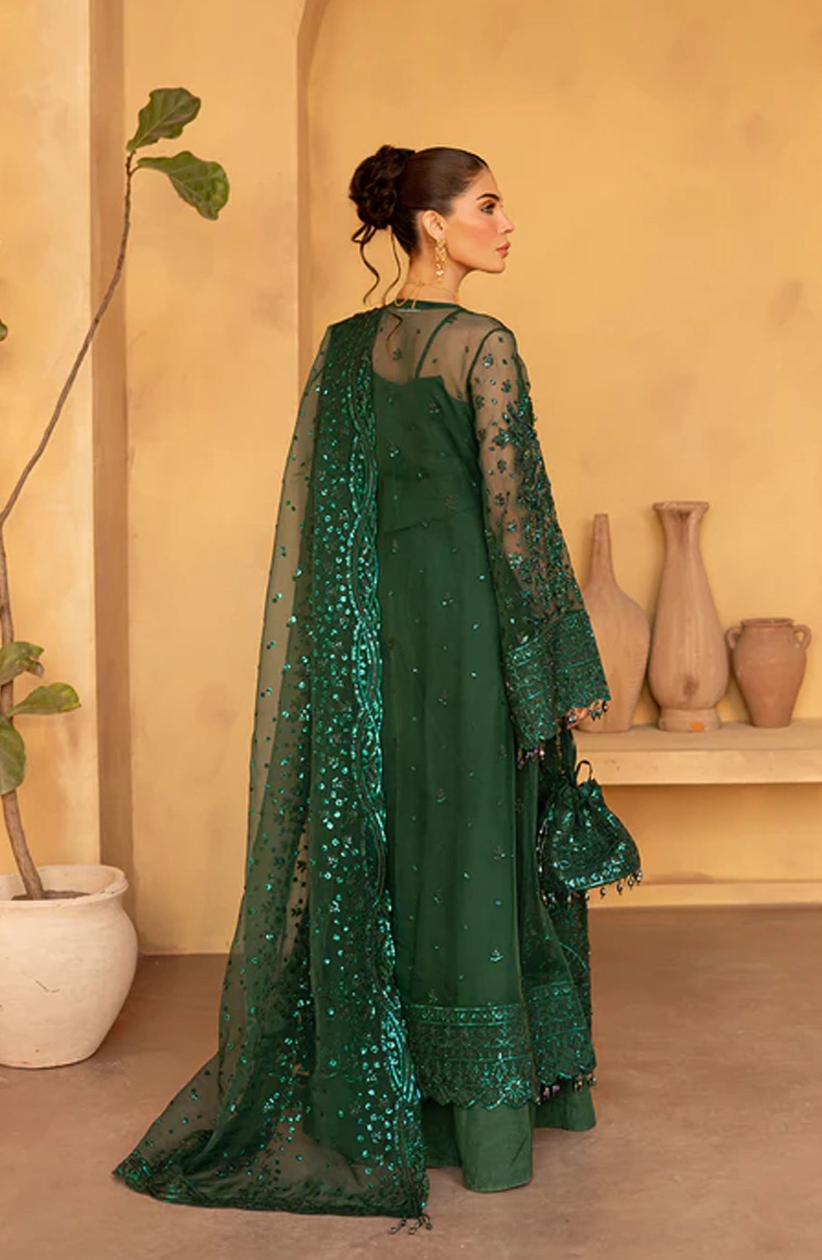 Emaan Adeel Regalia Luxury Formals Embroidered Organza Unstitched 3 Piece Suit - ED25RGLF - IVYEN - Green - Festive Collection