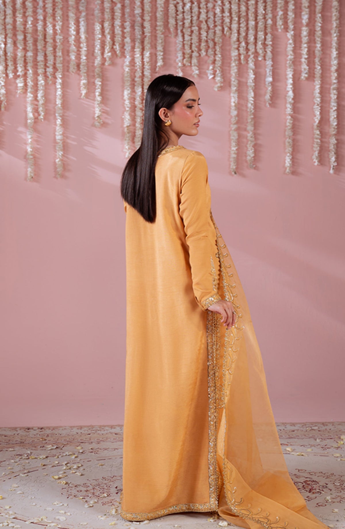 Emaan Adeel Embroidered Raw Silk Unstitched 3 Piece Suit - LAIBA - ED26FS - Mustard - Festive Collection
