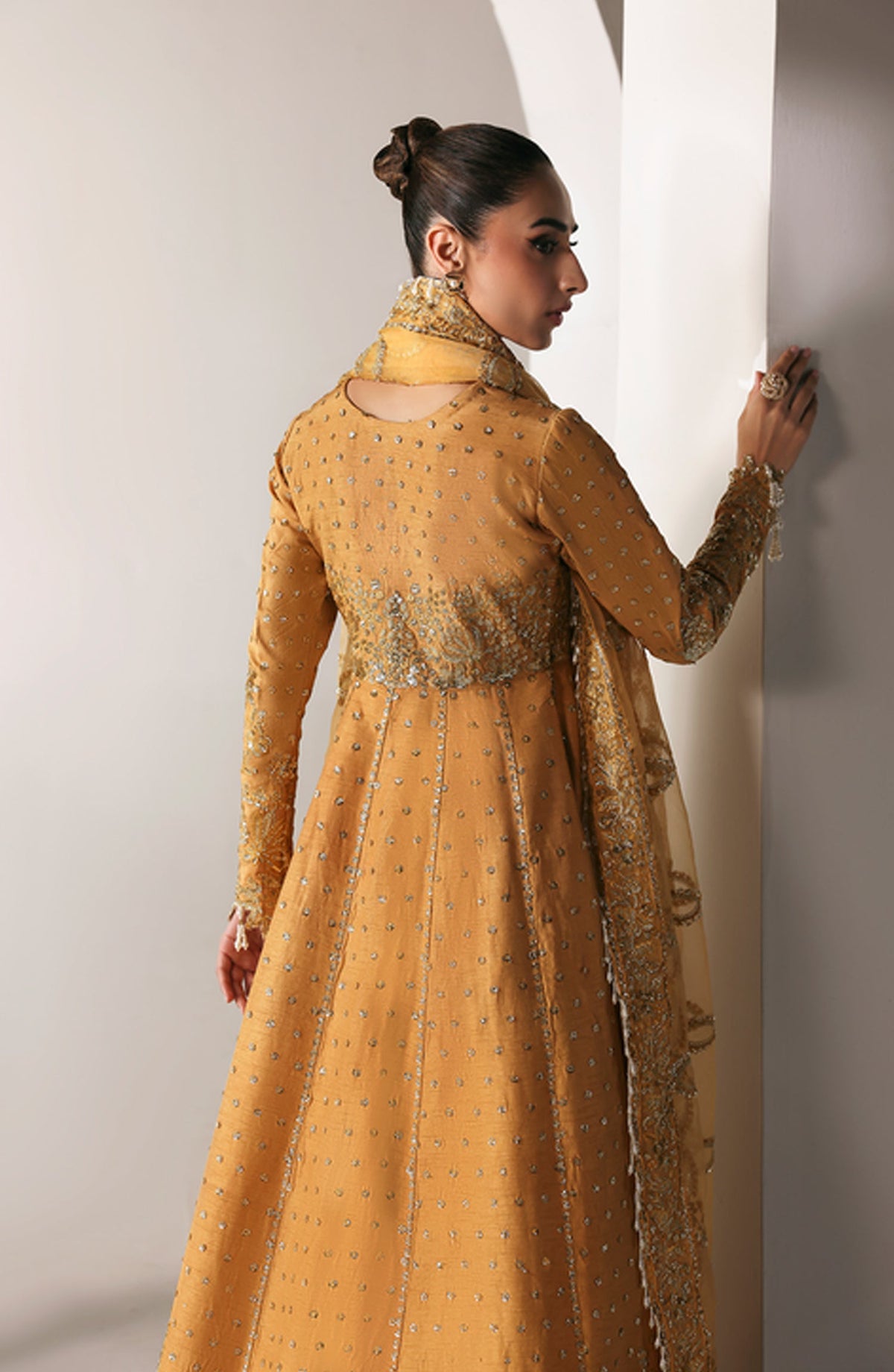 Emaan Adeel Embroidered Raw Silk Unstitched 3 Piece Suit - GOLDEN HOUR - ED26FS - Mustard - Festive Collection