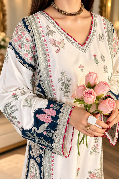 ETHNC Luxury Floral Embroidered Kaftan – Pure Viscose Raw Silk | Ready to Wear - TC-1814