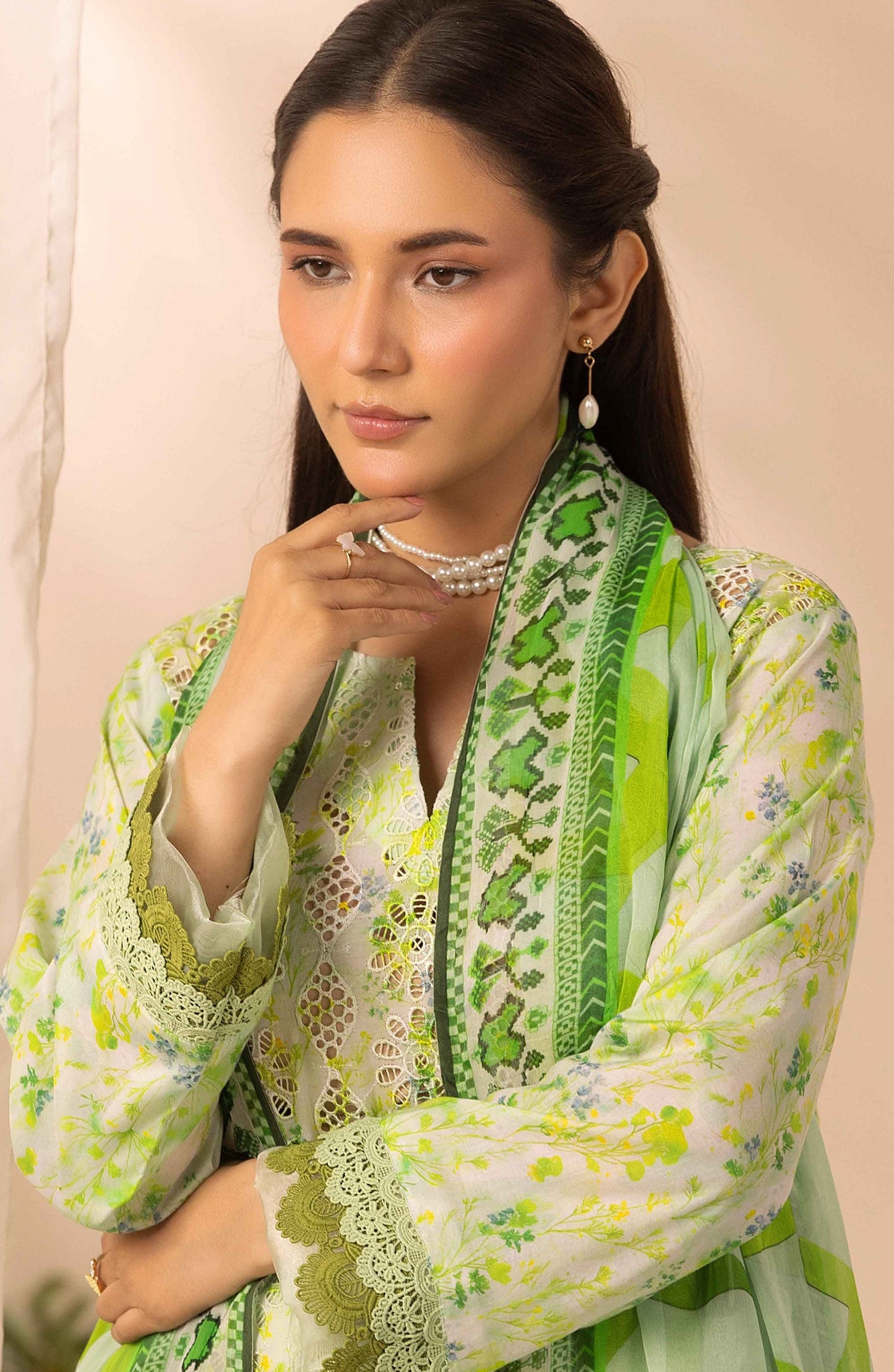 Farah by Mahees Chikankari Lawn Unstitched 3 Piece Suit - D-02 - RA26FMH - Green - Summer Collection