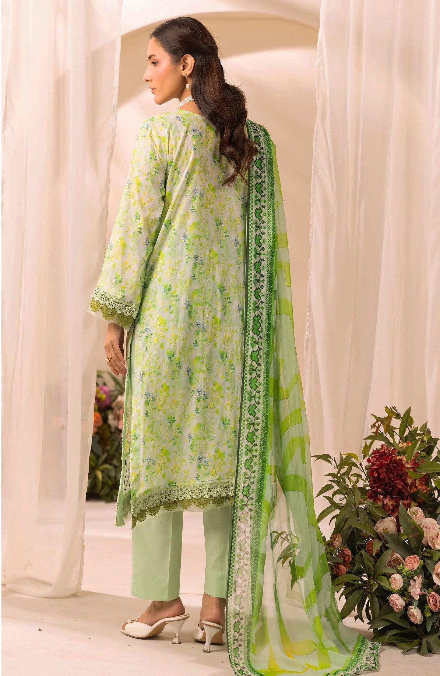 Farah by Mahees Chikankari Lawn Unstitched 3 Piece Suit - D-02 - RA26FMH - Green - Summer Collection
