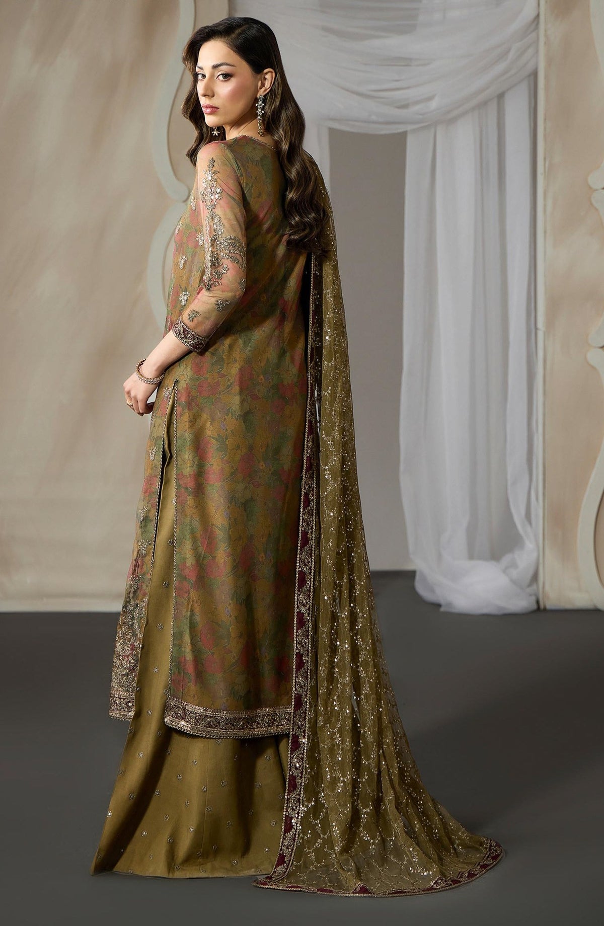 Fasana by Zarif Embroidered Net Unstitched 3 Piece Suit - PE-05 ZAYRAH - ZRF26FS - Green - Formals Collection