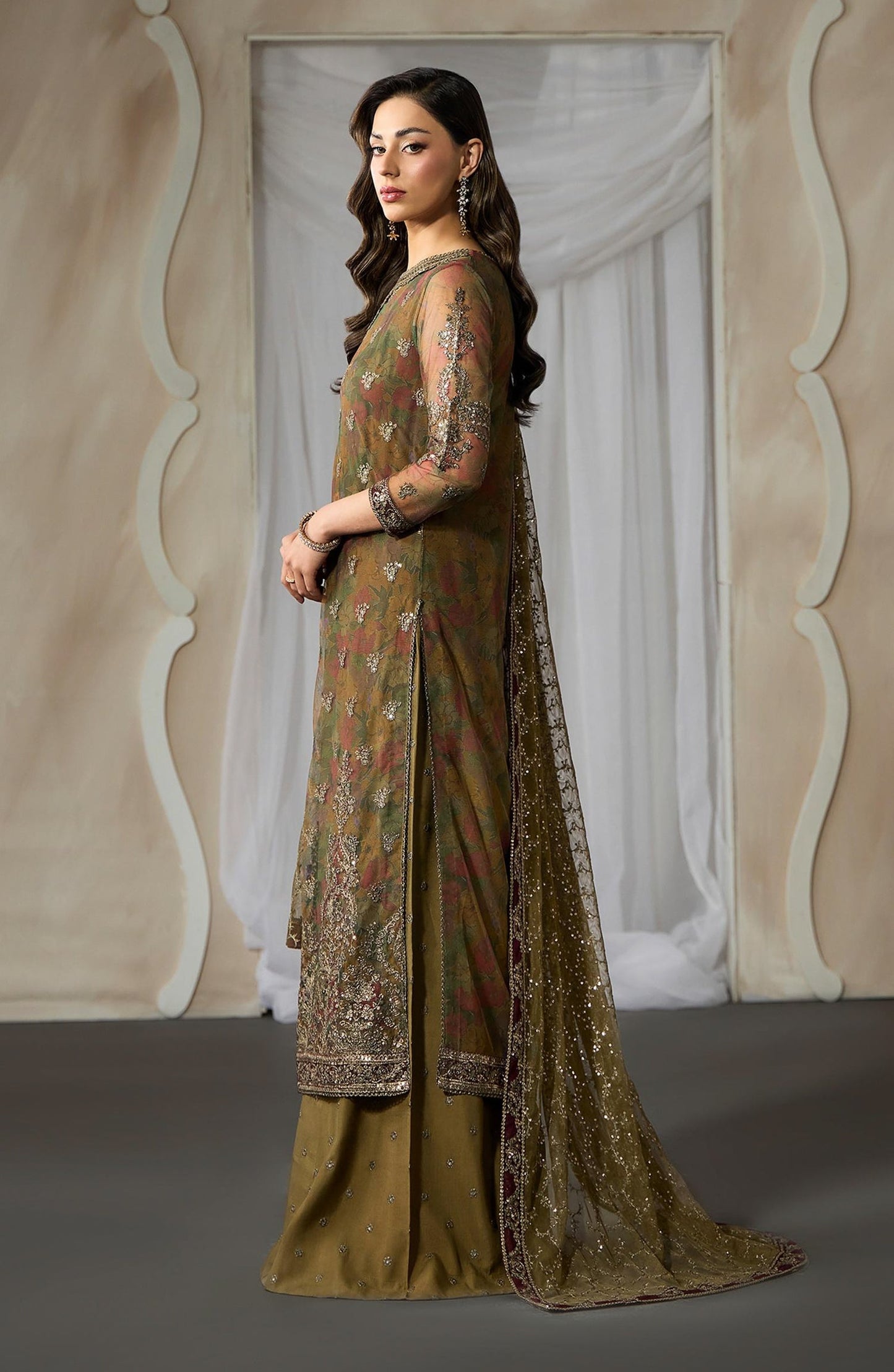 Fasana by Zarif Embroidered Net Unstitched 3 Piece Suit - PE-05 ZAYRAH - ZRF26FS - Green - Formals Collection