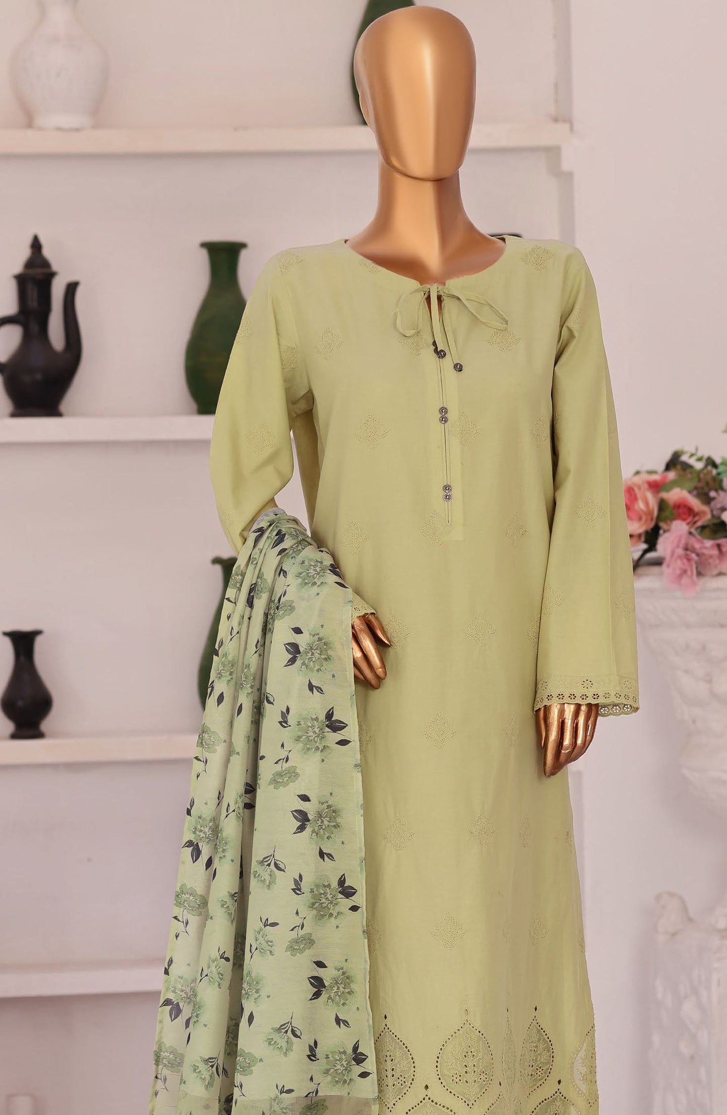 Floral Vibes by HZ Embroidered Lawn Unstitched 3 Piece Suit - FVE-06 - HZ26FLV - Green - Summer Collection