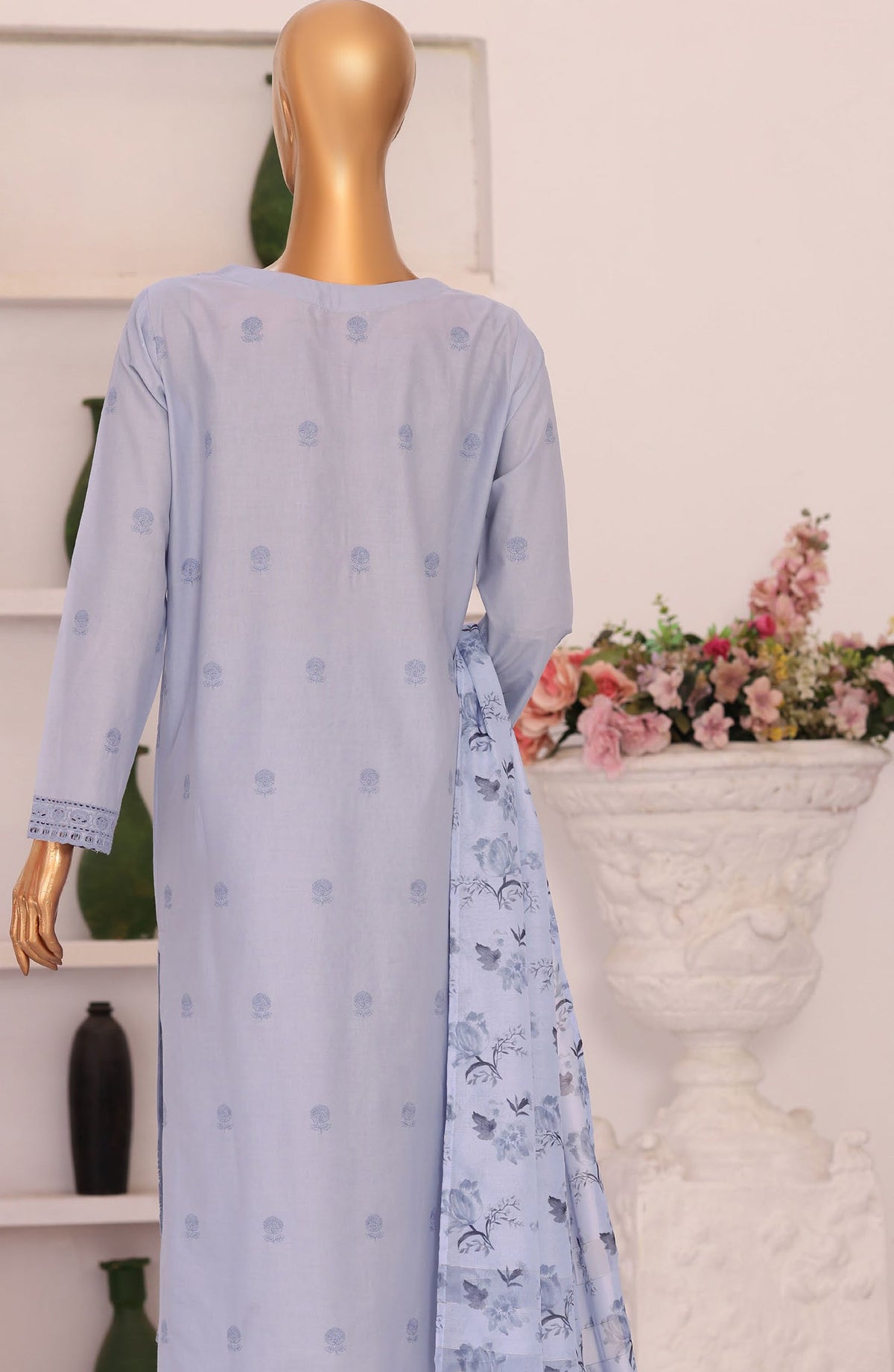 Floral Vibes by HZ Embroidered Lawn Unstitched 3 Piece Suit - FVE-04 - HZ26FLV - Blue - Summer Collection