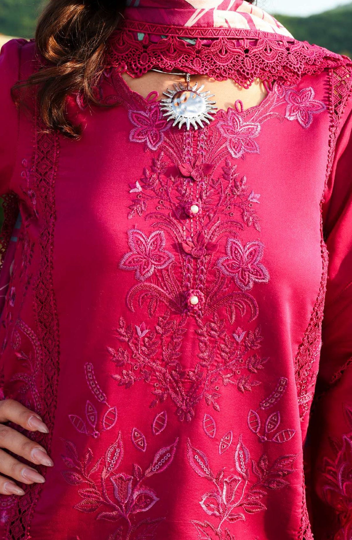 Florence by Rang Rasiya Embroidered Lawn Unstitched 3 Piece Suit - MIRAAL - RR26FL - Pink - Summer Collection