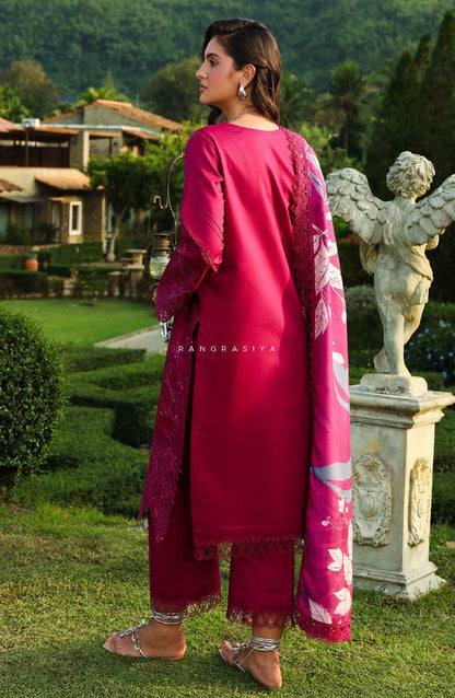 Florence by Rang Rasiya Embroidered Lawn Unstitched 3 Piece Suit - MIRAAL - RR26FL - Pink - Summer Collection