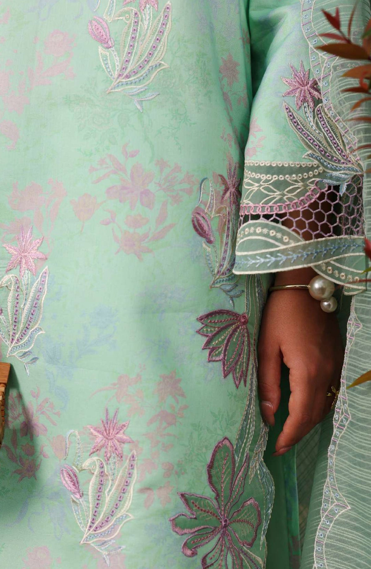 Florence by Rang Rasiya Embroidered Lawn Unstitched 3 Piece Suit - HANIYA - RR26FL - Sea Green - Summer Collection