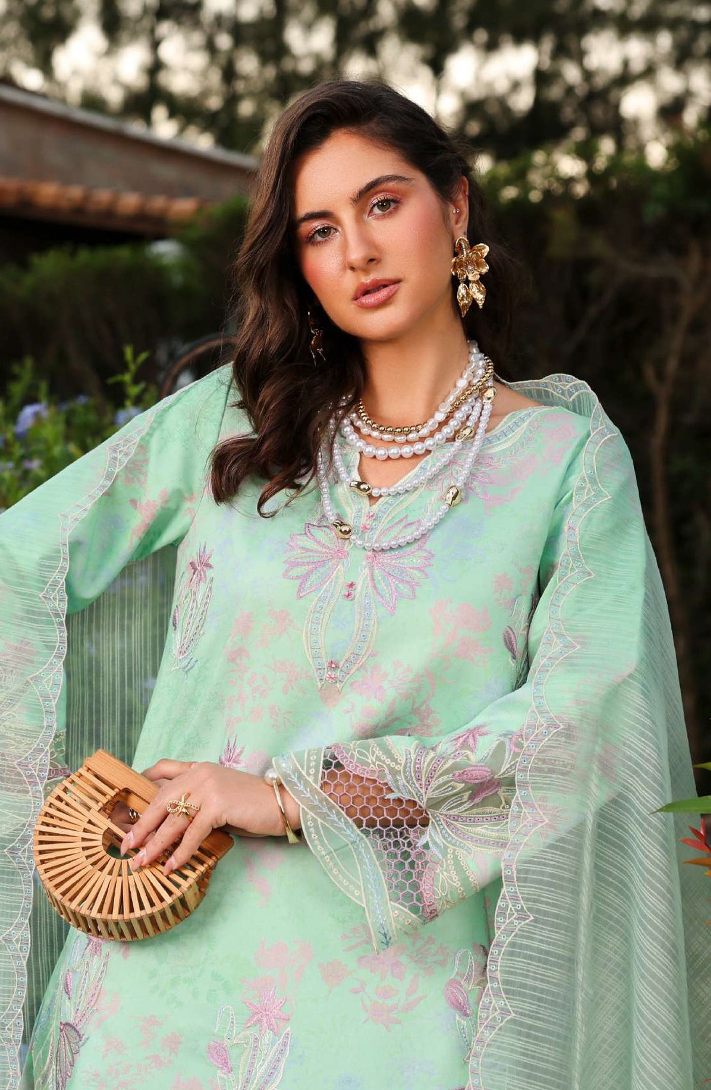 Florence by Rang Rasiya Embroidered Lawn Unstitched 3 Piece Suit - HANIYA - RR26FL - Sea Green - Summer Collection