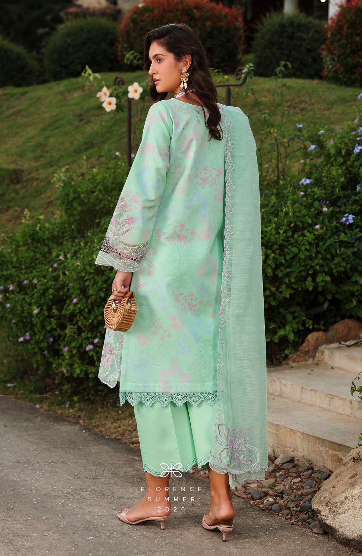 Florence by Rang Rasiya Embroidered Lawn Unstitched 3 Piece Suit - HANIYA - RR26FL - Sea Green - Summer Collection