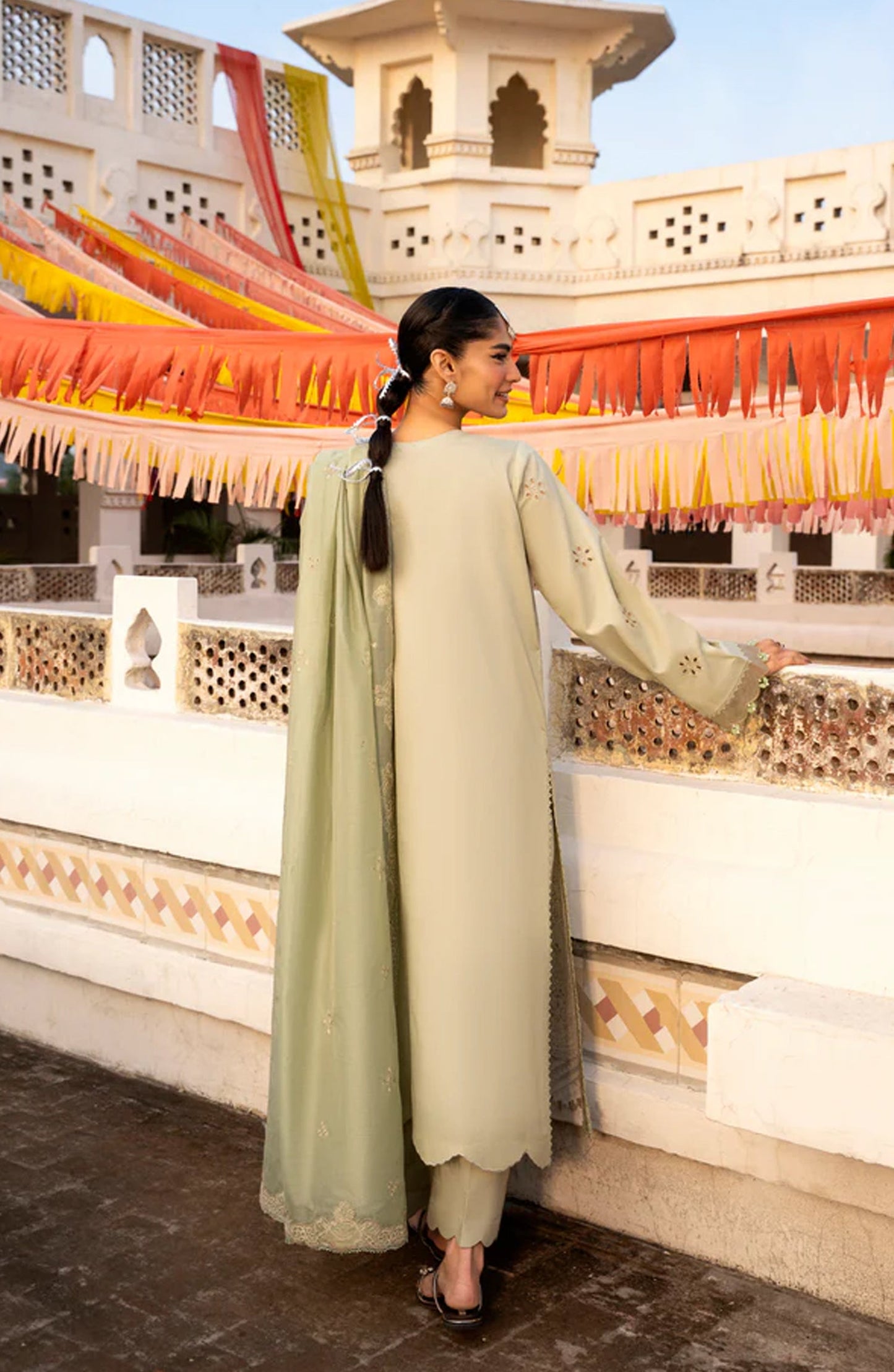 Florent Basant Embroidered Chikankari Unstitched 3 Piece Suit - FBC-3A - FL26BSN - Green - Summer Collection
