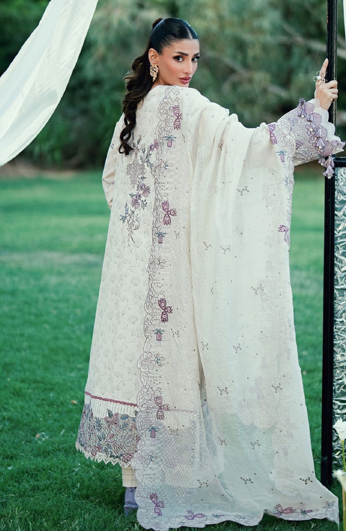 Florent Embroidered Lawn Unstitched 3 Piece Suit - FEF-2B - FL26EDE - White - Festive Collection