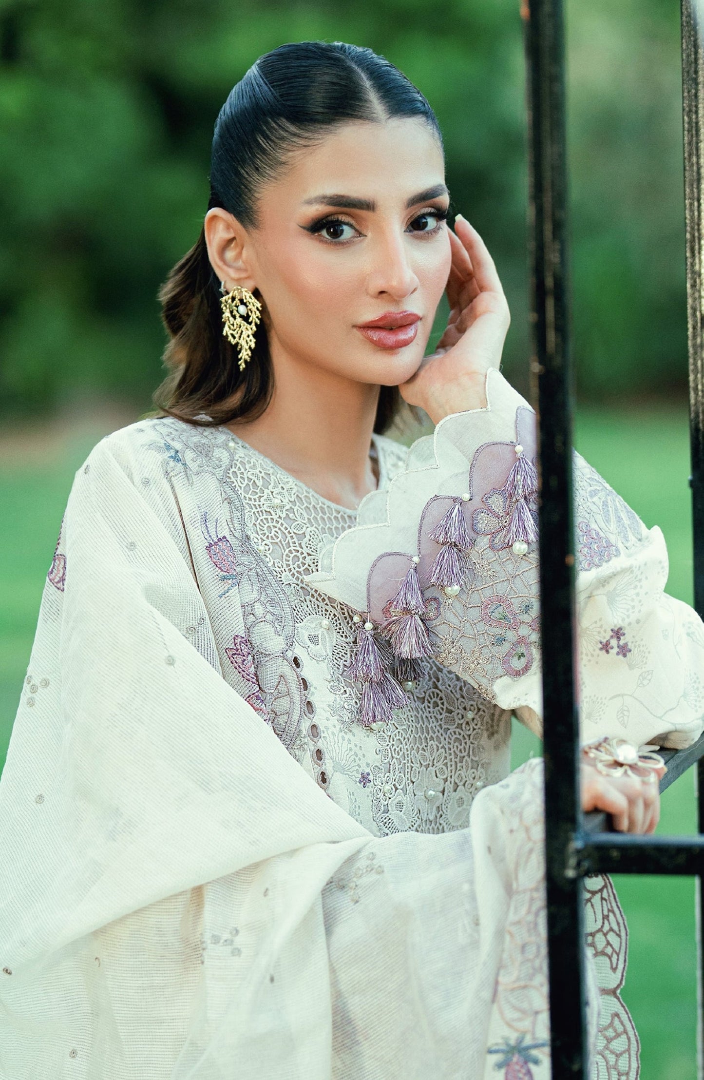Florent Embroidered Lawn Unstitched 3 Piece Suit - FEF-2B - FL26EDE - White - Festive Collection