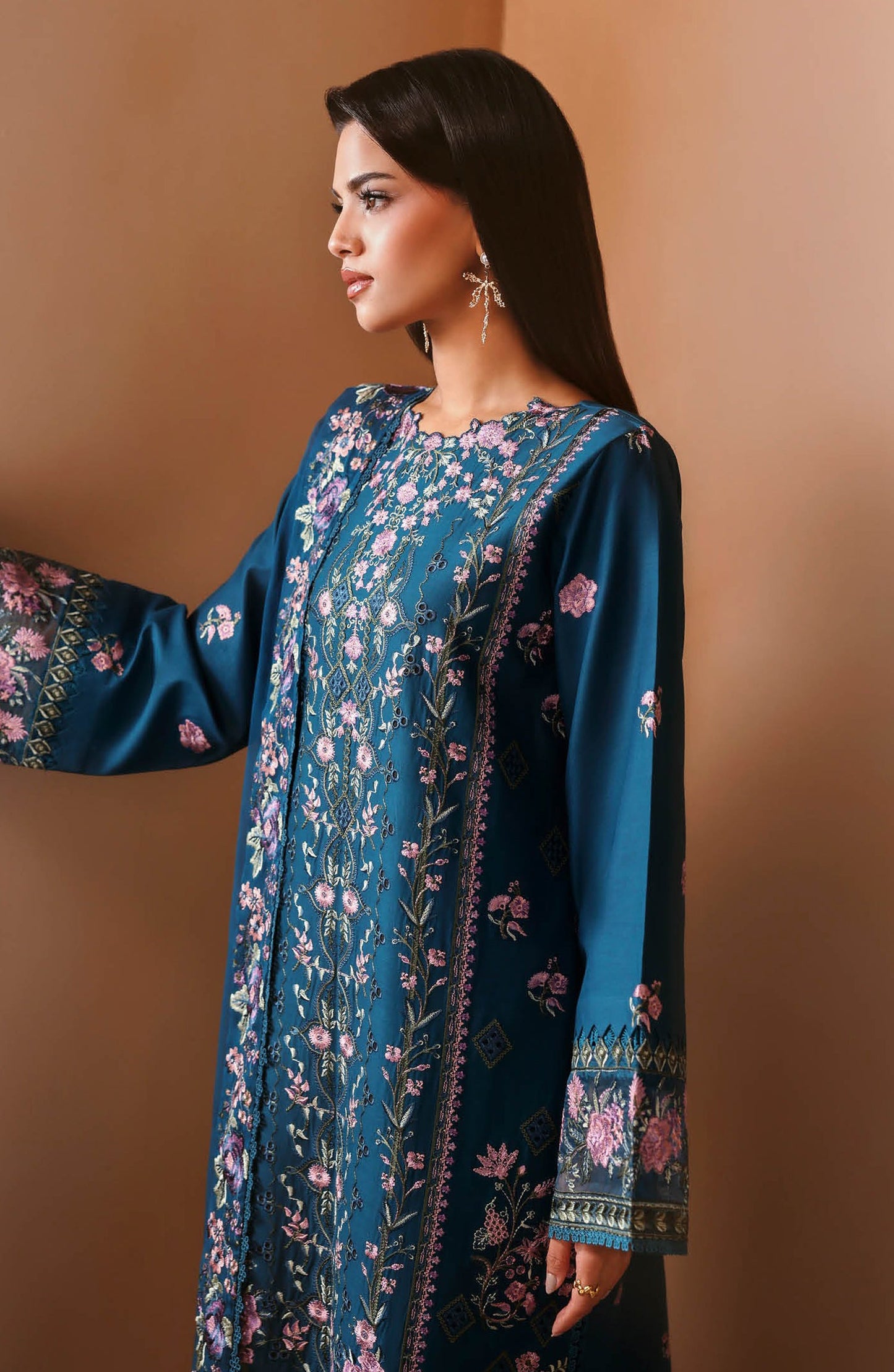 Ghazal by Ramsha Luxury Embroidered Lawn Unstitched 3 Piece Suit - G-508 - RM26GHZ - Blue - Summer Collection