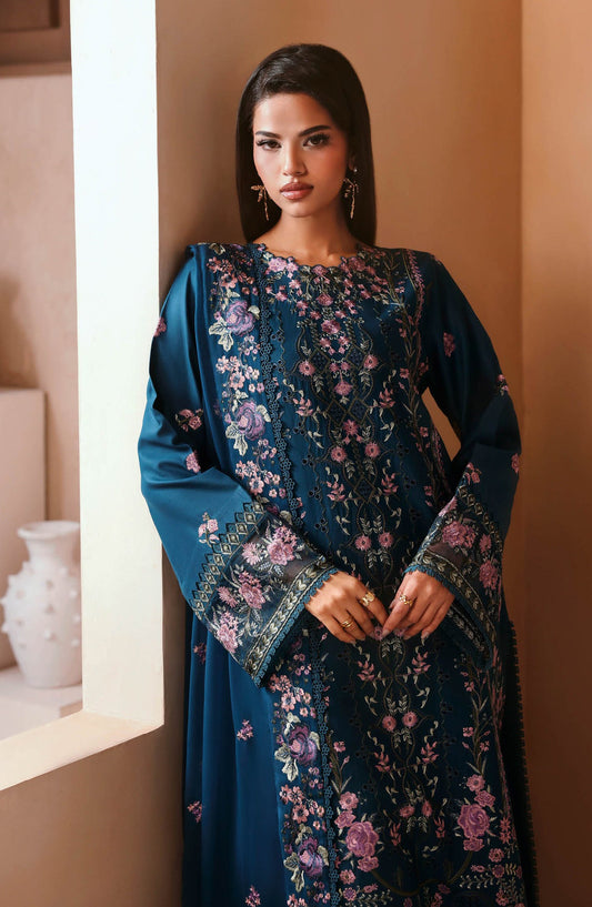 Ghazal by Ramsha Luxury Embroidered Lawn Unstitched 3 Piece Suit - G-508 - RM26GHZ - Blue - Summer Collection