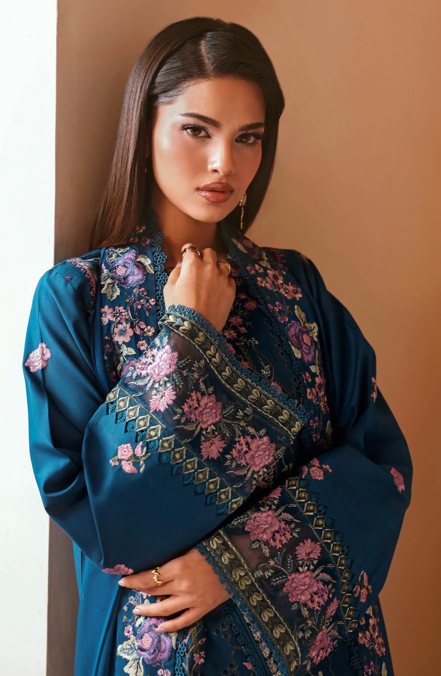 Ghazal by Ramsha Luxury Embroidered Lawn Unstitched 3 Piece Suit - G-508 - RM26GHZ - Blue - Summer Collection