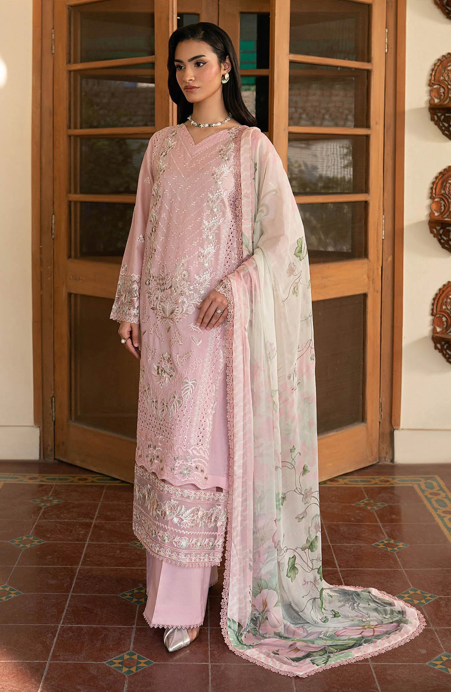Ghazal by Ramsha Embroidered Lawn Unstitched 3 Piece Suit - G-705 - RM26ZAL - Pink - Summer Collection