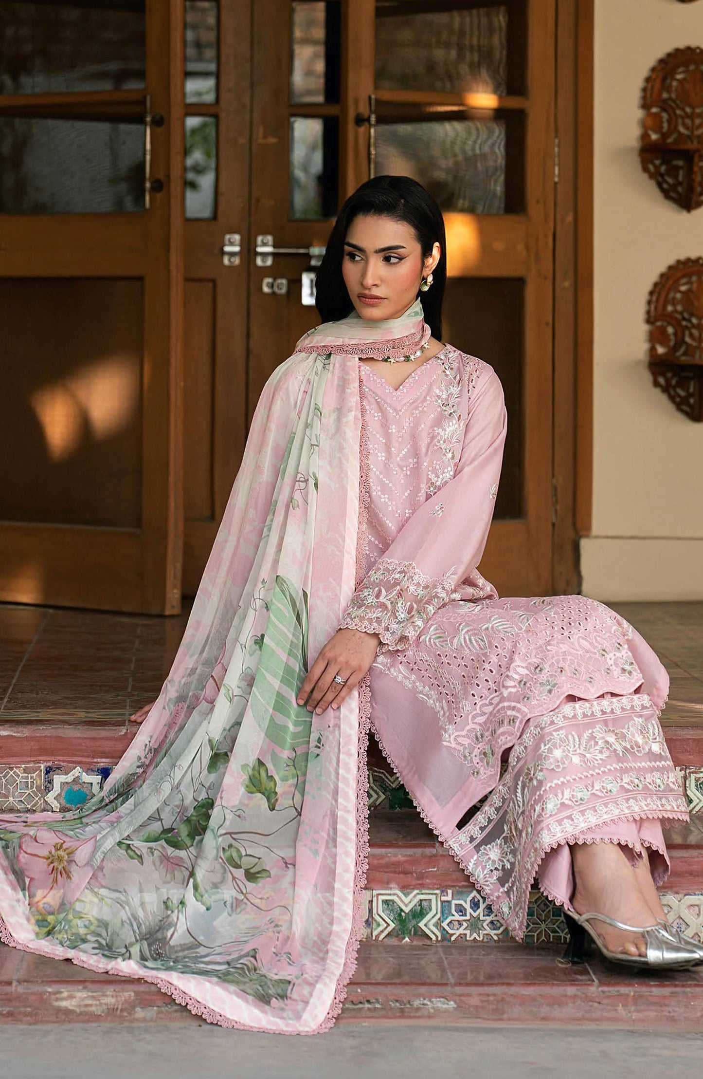 Ghazal by Ramsha Embroidered Lawn Unstitched 3 Piece Suit - G-705 - RM26ZAL - Pink - Summer Collection