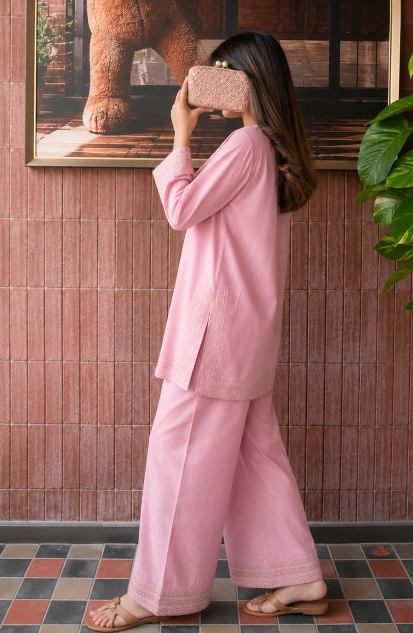 Gul Tanka by Amna Khadija Embroidered Cotton Stitched 2 Piece Co-ord Set - AKPGT-03 - AM26GTNK - Pink - Summer Collection