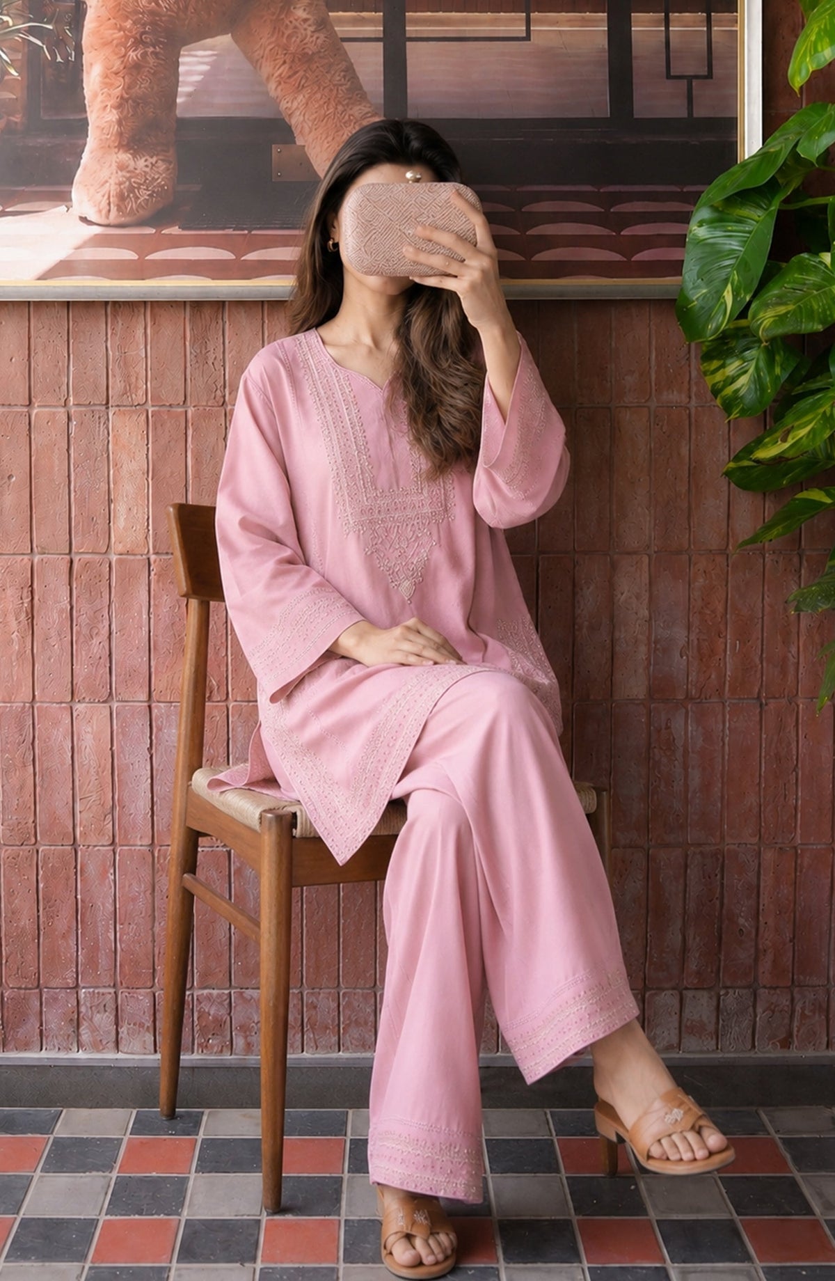 Gul Tanka by Amna Khadija Embroidered Cotton Stitched 2 Piece Co-ord Set - AKPGT-03 - AM26GTNK - Pink - Summer Collection