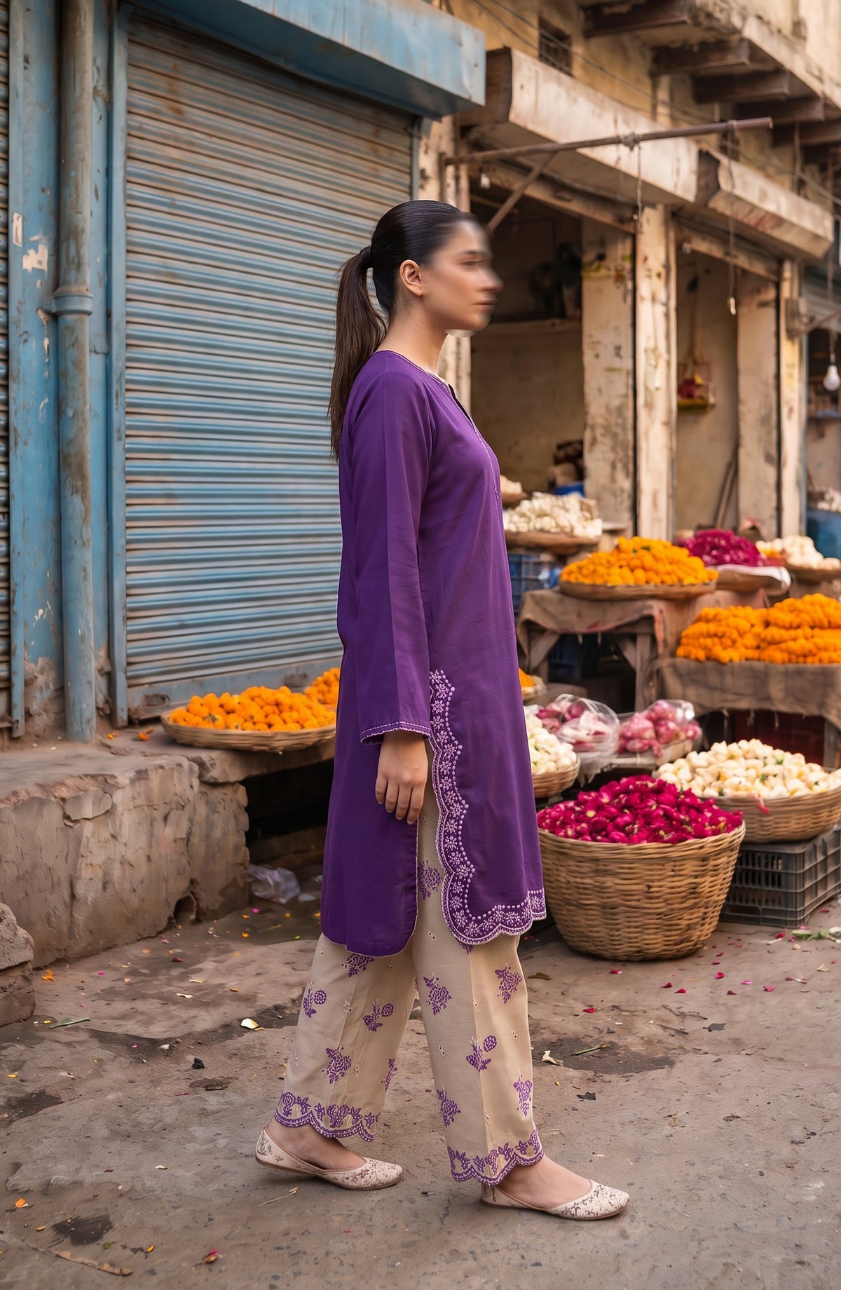 Gul e Jana by Amna Khadija Embroidered Lawn Stitched 2 Piece Co-ord Set - AKGJ-06 - AM26GLJ - Purple - Summer Collection
