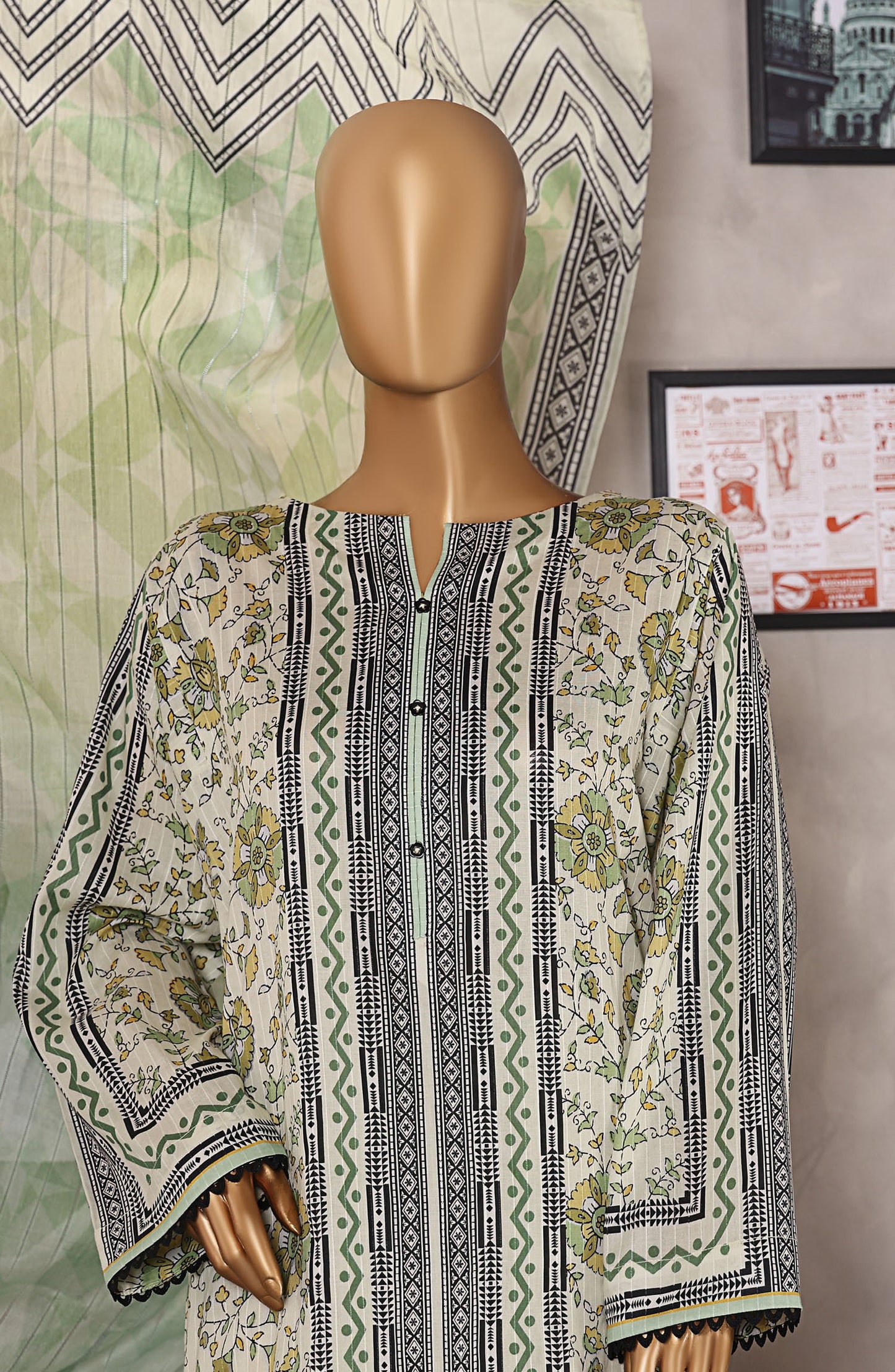 Nayab by HZ Textile Digital Printed Lawn Unstitched 3 Piece Suit - HZ25NYB2 - NPD-05 - Green - Summer Collection
