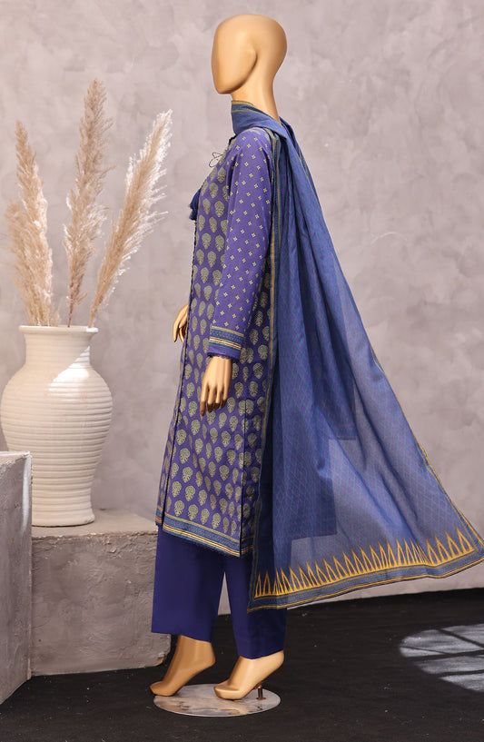 HZ Exclusive Printed Lawn Unstitched 3 Piece Suit - D-04 - HZ26PXL - Blue - Summer Collection