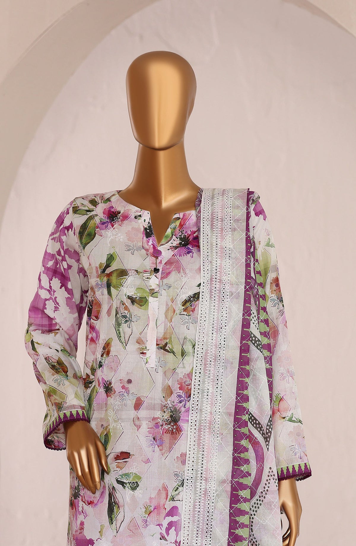 HZ Premium Embroidered Lawn Unstitched 3 Piece Suit - D-09 - HZ26PRMC - Purple - Summer Collection