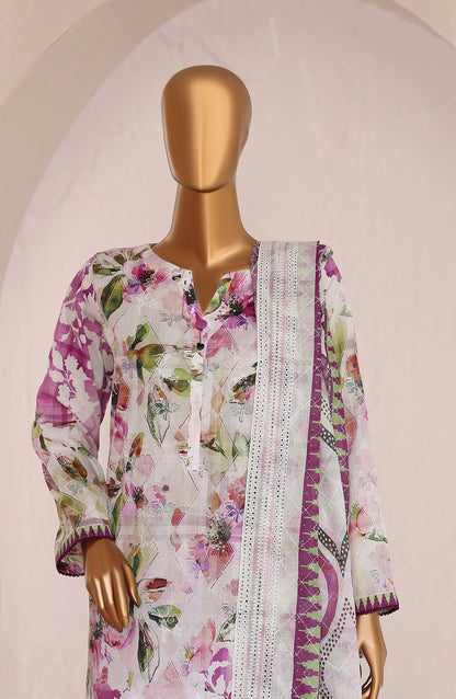 HZ Premium Embroidered Lawn Unstitched 3 Piece Suit - D-09 - HZ26PRMC - Purple - Summer Collection