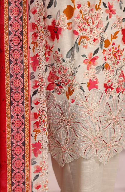 HZ Premium Embroidered Khaddar Unstitched 3 Piece Suit - PKE-3022 - HZ25MIUM - Blossom Mist - Winter Collection