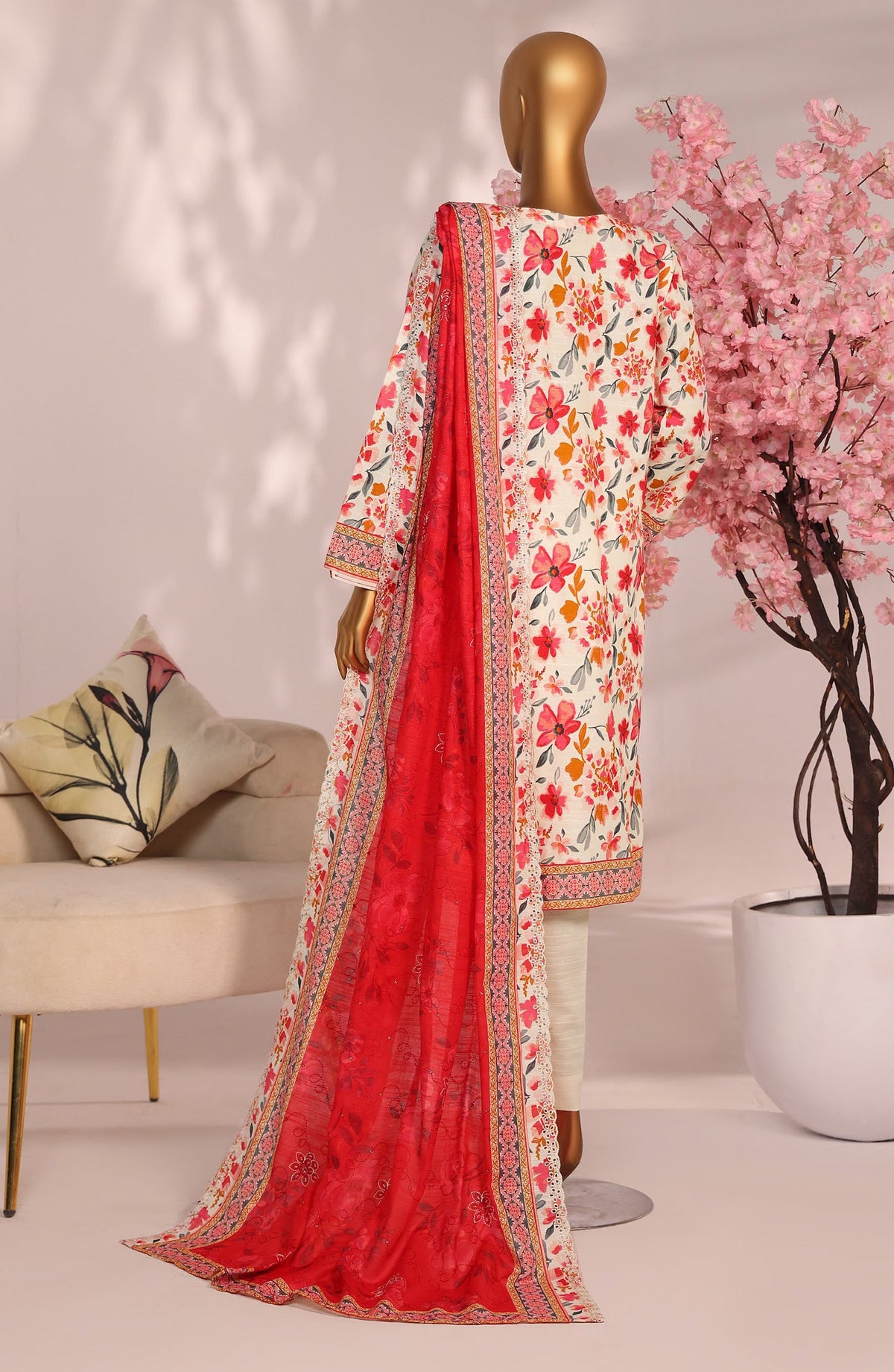 HZ Premium Embroidered Khaddar Unstitched 3 Piece Suit - PKE-3022 - HZ25MIUM - Blossom Mist - Winter Collection