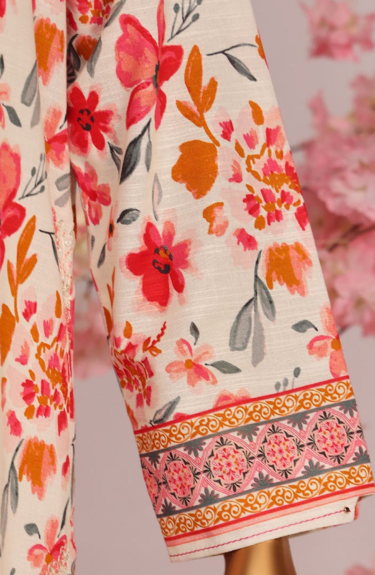 HZ Premium Embroidered Khaddar Unstitched 3 Piece Suit - PKE-3022 - HZ25MIUM - Blossom Mist - Winter Collection