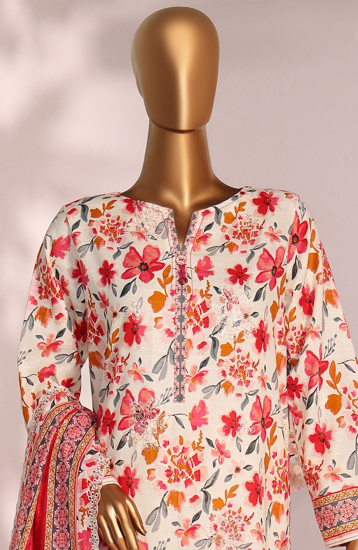 HZ Premium Embroidered Khaddar Unstitched 3 Piece Suit - PKE-3022 - HZ25MIUM - Blossom Mist - Winter Collection