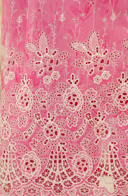 HZ Printkari Embroidered Chikankari Cambric Stitched 3 Piece Suit - LPK-3P-523 - HZ25KRI - Pink - Casual Collection