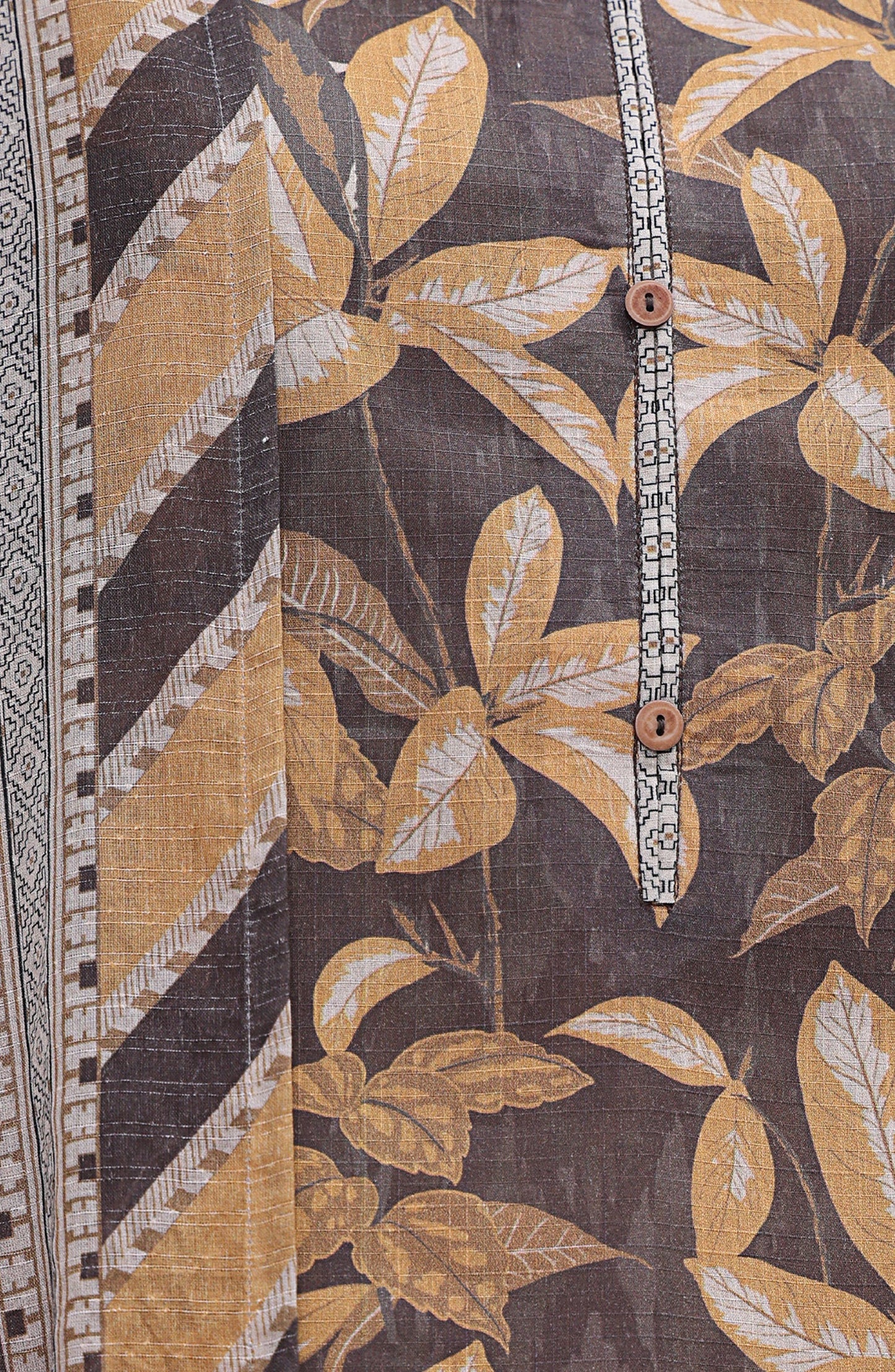 HZ Textile Digital Printed Cross Slub Unstitched 3 Piece Suit - PWC-108 - HZ25CRS - Brown - Pre Winter Collection