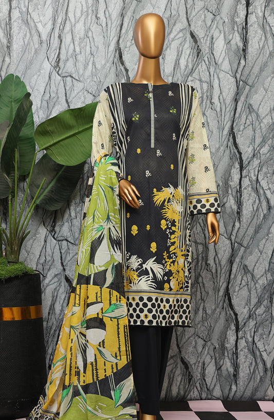 HZ Textile Magic Printed Lawn Unstitched 3 Piece Suit - MPC-581 - HZ25MGPV3 - Black - Summer Collection