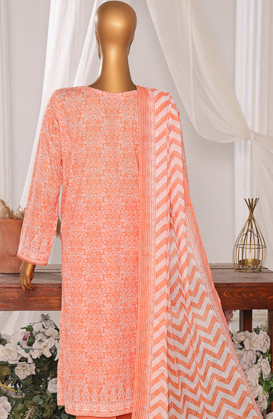 Nakshkari by HZ Textile Embroidered Lawn Unstitched 3 Piece Suit - D-06 NKE-560 - HZ25NKSH - Orange - Summer Collection