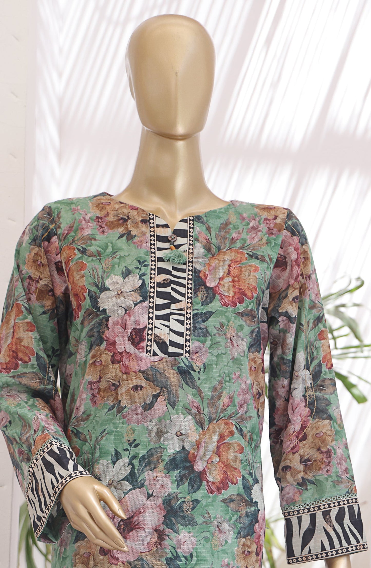 HZ Textile Digital Printed Premium Jacquard Lawn Unstitched 3 Piece Suit - Design-03 - HZ26PJR - Green - Summer Collection