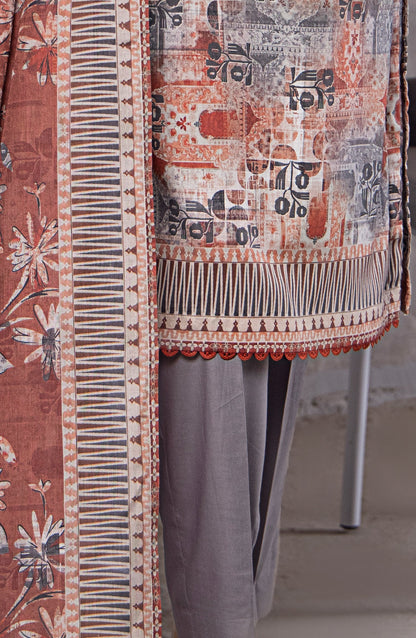 HZ Textile Platinum Digital Printed Lawn Unstitched 3 Piece Suit - PPC-409 - HZ25PLTDP - Multi - Summer Collection