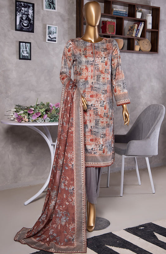 HZ Textile Platinum Digital Printed Lawn Unstitched 3 Piece Suit - PPC-409 - HZ25PLTDP - Multi - Summer Collection